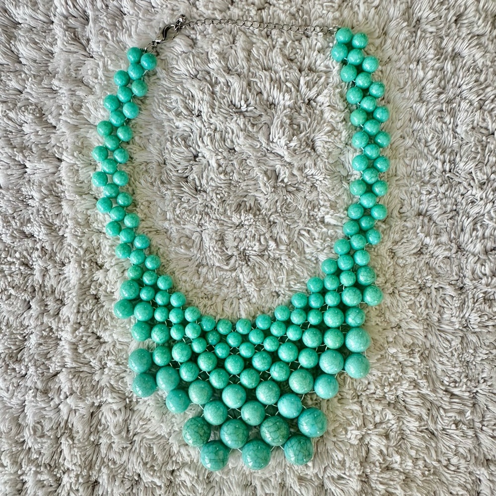 Vintage Coller Bib Aqua Necklace with Graduated Beads